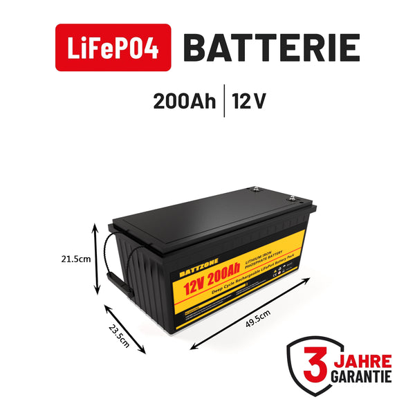 Pacco batteria al litio ferro da 12V 200Ah LiFePO4 per sistema solare –  batteryzone-IT