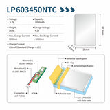 LP603450NTC Lipo 3.7V 1050mAh Batteria ai polimeri di litio per campanelli, computer e trasmettitori WiFi