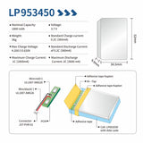 LP953450 Lipo 3.7V 1800mAh Batteria ai polimeri di litio compatibile con cuffie Bluetooth