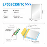 LP552035NTC Batteria ai polimeri di litio Lipo 3,7 V 350 mAh per auricolari Bluetooth, GPS