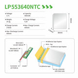 LP553640NTC Lipo 3.7V 850mAh Batteria ai polimeri di litio per fotocamere digitali, computer