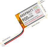 KEEPBATT Batteria LiPo 603450 da 3,7 V 900 mAh, ricaricabile 1S 3C con doppia batteria, PCB, connettore Micro PH2.0, per IoT, PDA, Telecamera, GPS, Sviluppo Smart