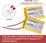 Batteria LiPo ricaricabile 3.7V 6000mAh 1S 3C 906090 con scheda protettiva, connettore PH2.0 per Arduino ESP32, pacchetto batterie RPI e UPS