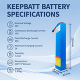 KEEPBATT Batteria al litio da 36 V 8,1 Ah: ad alta capacità, sicura, certificata ecologica, ampiamente compatibile con gli scooter elettrici