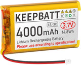 Batteria LiPo 124065 da 3,7 V 4000 mAh, ricaricabile, 1S 3C, con connettore PCB Micro JST 1.25, per scheda di sviluppo Arduino ESP32