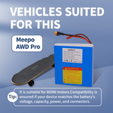 KEEPBATT 36V 5Ah Batteria di Ricambio per Skateboard Elettrico Meepo AWD Pro