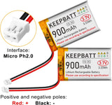 KEEPBATT Batteria LiPo 603450 da 3,7 V 900 mAh, ricaricabile 1S 3C con doppia batteria, PCB, connettore Micro PH2.0, per IoT, PDA, Telecamera, GPS, Sviluppo Smart