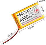 Batteria LiPo 124065 da 3,7 V 4000 mAh, ricaricabile, 1S 3C, con connettore PCB Micro JST 1.25, per scheda di sviluppo Arduino ESP32