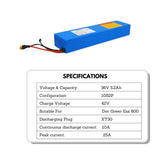 KEEPBATT 36v 5.2Ah Batteria Sostitutiva per Doc Green ESA 800 CE E Scooter