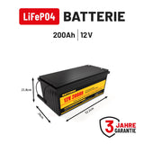 Pacco batteria al litio ferro da 12V 200Ah LiFePO4 per sistema solare per camper con inverter a batteria 100A (0.5C)