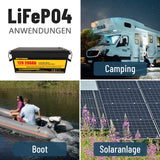 Pacco batteria al litio ferro da 12V 200Ah LiFePO4 per sistema solare per camper con inverter a batteria 100A (0.5C)