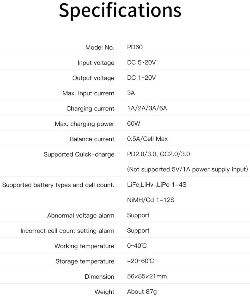 ISDT - PD60 60W 6A Lipo Balance Charger USB-C ISDT - PD60 60W 6A Lipo Balance Charger USB-C