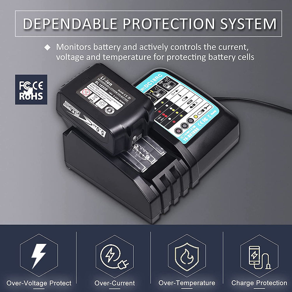 Kit Batteria E Caricabatterie Per Makita 18V - 2 Pezzi BL1850B + Caricatore Doppia Porta DC18RD - Foto 11