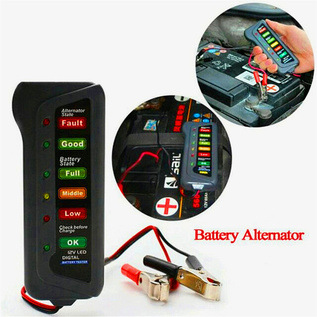 Mini Tester For Batteria Auto 12V Tester Alternatore Digitale 6 Luci LED Display Strumento Diagnostico For Auto Tester For Batteria Automatica For Motore For Auto 1 Pz - Foto 3