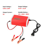 Caricabatteria per auto da moto 12V 12V 6A ricarica rapida intelligente 20-80AH