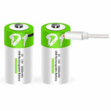 2 batterie ricaricabili agli ioni di litio USB-D, 1,5 V, 12000 mWh, batterie ricaricabili di tipo D, ricarica rapida di 4 ore, più stabile