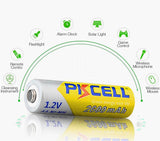 4 pacchi di batterie AA Batterie ricaricabili Ni-MH da 2600mAh 1.2V Batterie 2A per i giocattoli della fotocamera torcia