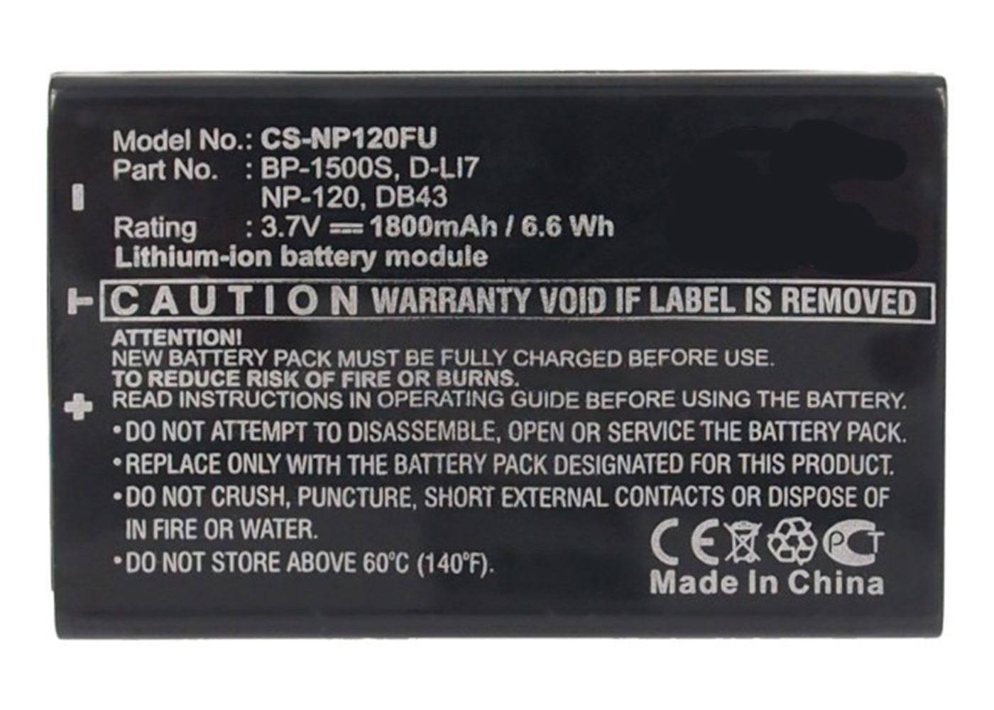 Battery compatible with Pentax Optio W60, 3.7V, 680mAh, Li-ion Battery compatible with Pentax Optio W60, 3.7V, 680mAh, Li-ion
