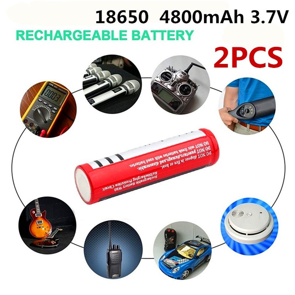 2pcs 4800mAh 3.7V 18650 Batteria Ricaricabile Agli Ioni Di Litio Per T –  batteryzone-IT