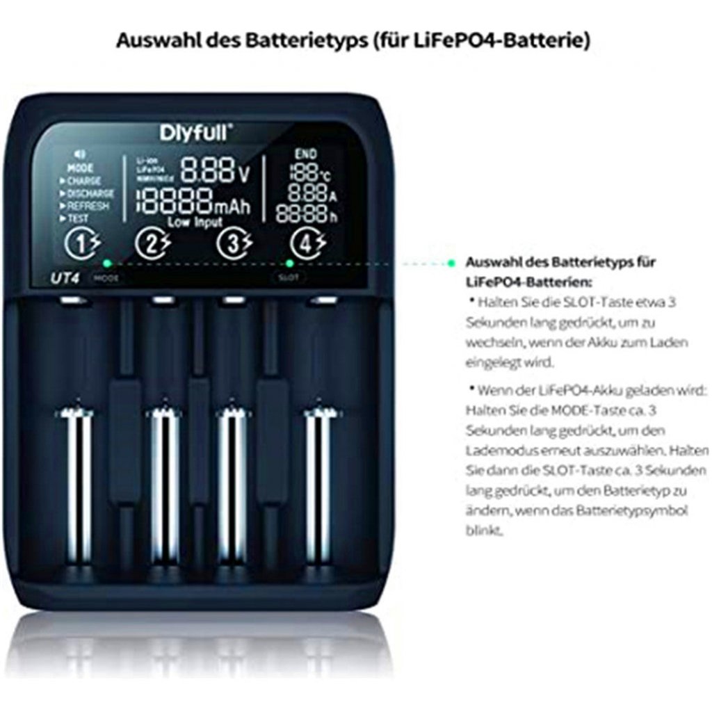 Caricabatterie UT4 Per Batterie Li-Ion / IMR / INR NI-MH / NI-Cd A AA –  batteryzone-IT