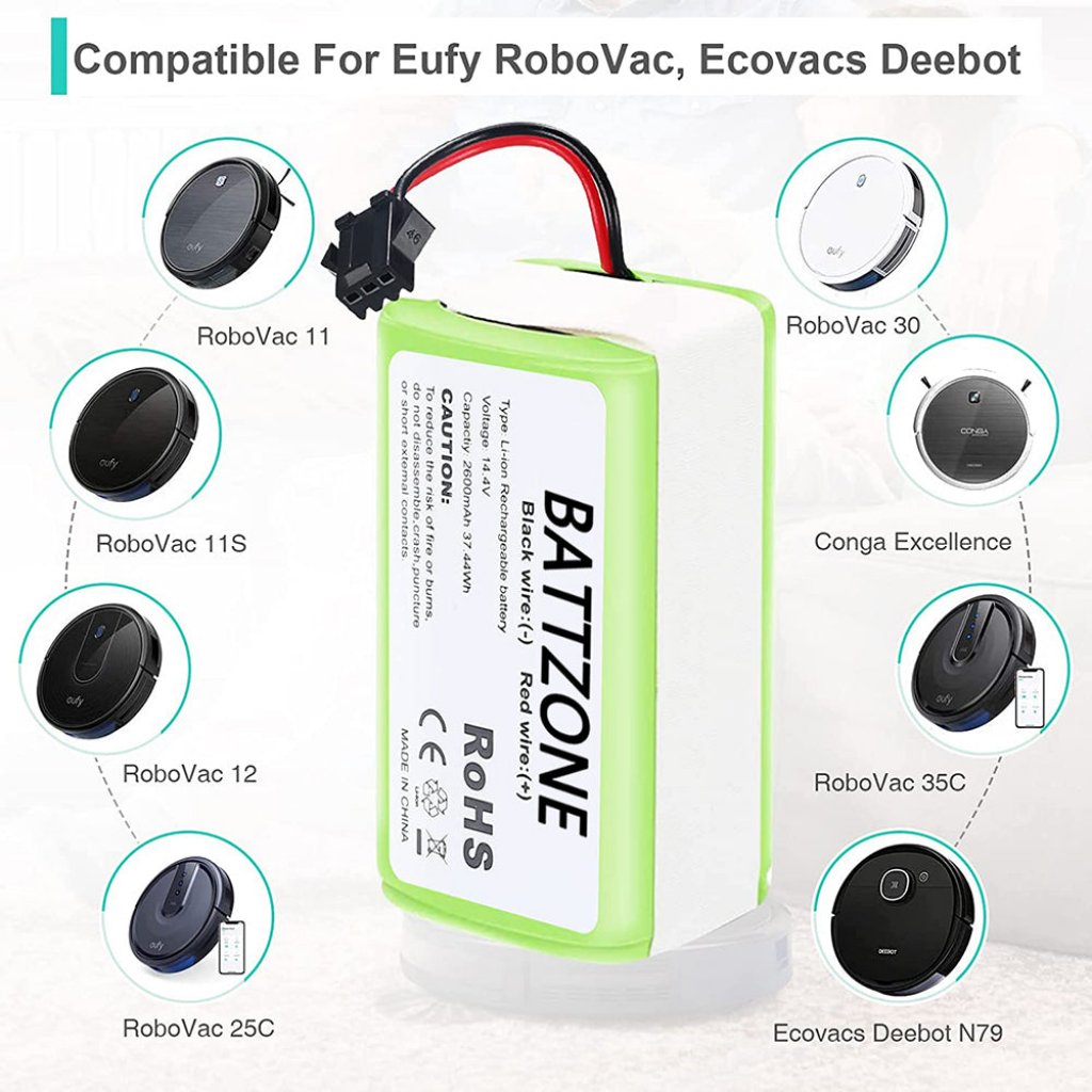 14.4V 2600mAh Li-Ion batteria per Eufy RoboVac Aspirapolvere 11S