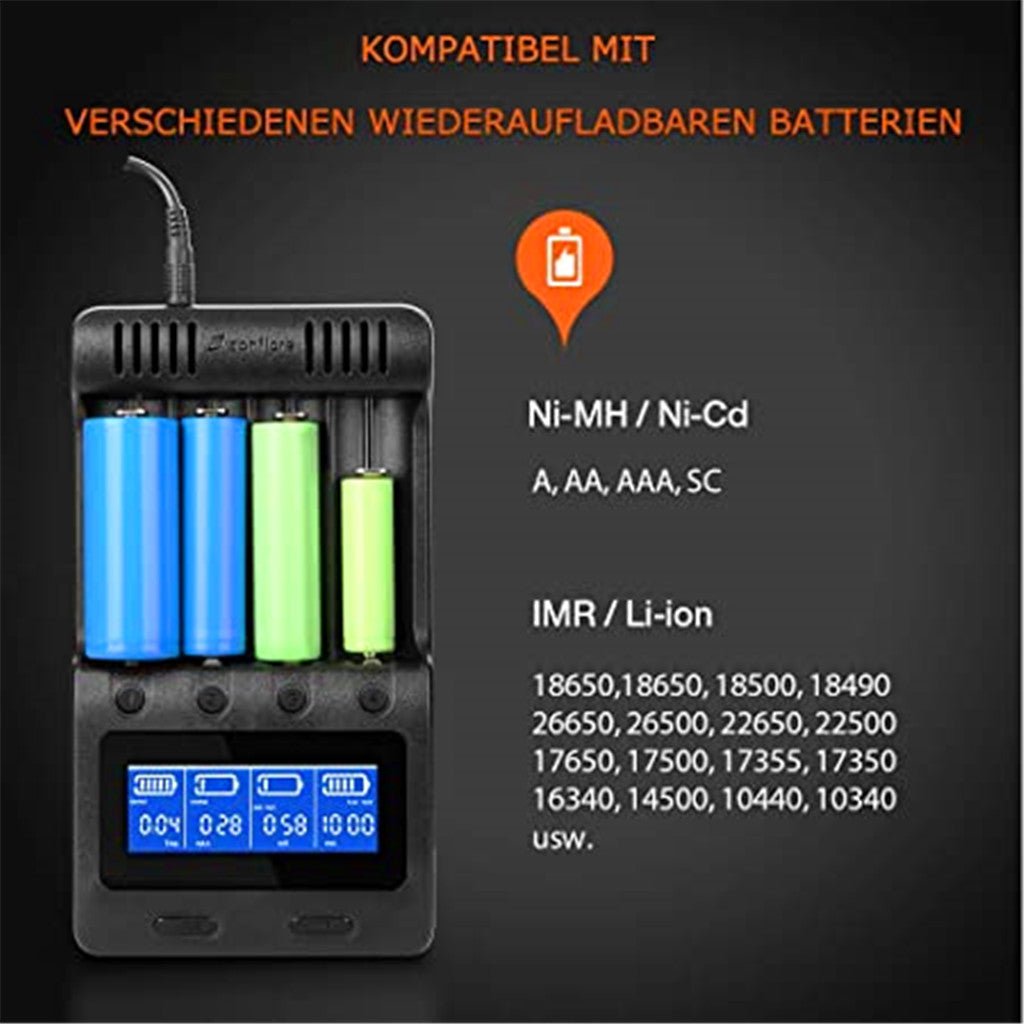 18650 Caricabatterie 4 Vani Display LCD Dispositivi USB Per Li-ion NI- –  batteryzone-IT