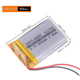 612338 3.7V 800mAh Batteria Li-Polymer Per MP4 GPS Toy Dvr570 FD6SG Hd50G TEXET Fhd 570 DVR 3gp Gmini HD50G